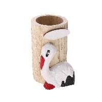 ÍRÓSZERTARTÓ MANU, KÉZZEL FARAGOTT FA, EREDETI ÁLLATMOTÍVOMMAL, GÓLYA