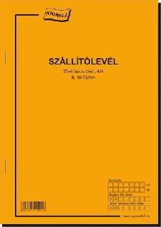 B.10-72/V/4 SZÁLLÍTÓLEVÉL, ÁLLÓ, 25*4 LAPOS, A/4