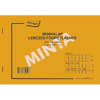 A.3510-158 MUNKALAP LEMEZES FOGPÓTLÁSHOZ, FEKVŐ, 25*3 LAPOS 70 G/M2 OFSZET, A/5