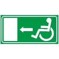 TÁBLA MOZGÁSSÉRÜLT MENEKÜLÉSI ÚTVONAL BALRA (UTÁNVILÁGÍTÓ), 25X12,5