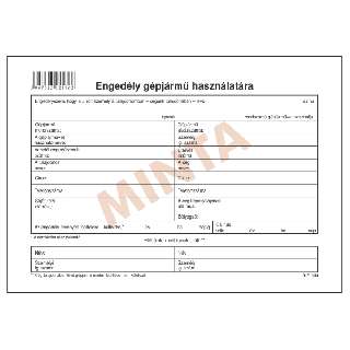 D.E.933 ENGEDÉLY GÉPJÁRMŰ HASZNÁLATÁRA, 150 G/M2 OFSZETKARTON, A/5, 1+0 SZÍN