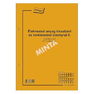 B.318-206/V ÉLELMEZÉSI ANYAG KISZAB.ÉS KIVÉTELEZÉSI BIZ., 50 x 2 PÉLDÁNYOS, A/4