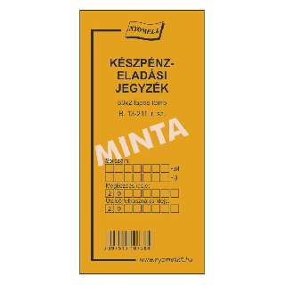 B.13-211/V KÉSZPÉNZELADÁSI JEGYZÉK, ÁLLÓ, 50*2 LAPOS, 70*148 MM