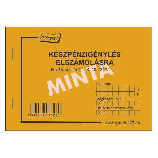 B.13-134/V KÉSZPÉNZIGÉNYLÉS ELSZÁMOLÁSRA, FEKVŐ, 50*2 PÉLDÁNYOS, A/6