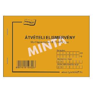 B.13-67/V NYUGTA BEFIZETÉSRŐL (ÁTVÉTELI ELISMERVÉNY), FEKVŐ, 50X3 PÉLDÁNYOS, A/6