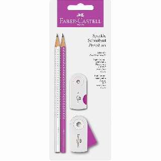 CERUZA SZETT ISKOLAI FABER CASTELL, 3DB-OS, HB CERUZA+HEGYEZŐ+RADÍR, PINK