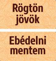 TÁBLA RÖGTÖN JÖVÖK-EBÉDELNI MENTEM, 20X10, BÉZS