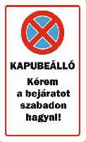 TÁBLA KAPUBEÁLLÓ 2, 25X15