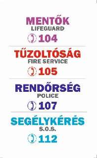 TÁBLA MENTŐ,TŰZOLTÓ,RENDŐRSÉG SEGÉLYVONALAK 2, 25X15