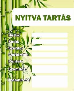 TÁBLA NYITVATARTÁS 1, 20X25