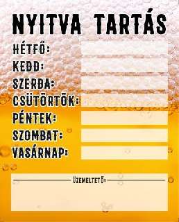 TÁBLA NYITVATARTÁS 5, 20X25