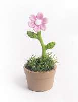 DEKOR VIRÁG+CSERÉP, PORCELÁN, RÓZSASZÍN