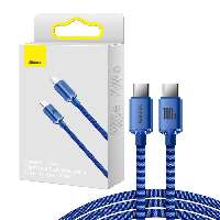 GYORSTÖLTŐ KÁBEL BASEUS, CRYSTAL SERIES, USB-C 100W 1,2 M, KÉK