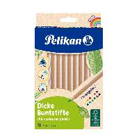 SZÍNES CERUZA, PELIKÁN, 12 DB-OS VASTAG HÁROMSZÖGLETŰ, NATÚR