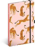 NOTESZ GUMIS VONALAS, KEMÉNYTÁBLÁS, 13X21, LEOPARDS