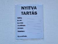 TÁBLA NYITVATARTÁS, 20X25, FEHÉR