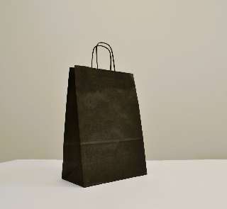 PAPÍRTÁSKA SODROTTFÜLES, 26X35, FEKETE