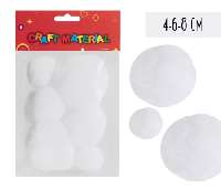 TEXTIL POM-PON, 4-6-8CM, 6DB/CSOM, FEHÉR
