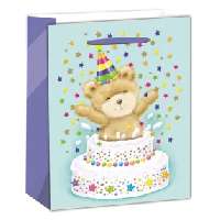 AJÁNDÉKTASAK, 18X23CM, TORTÁBAN MACI