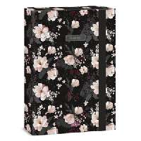 FÜZETBOX A/4, FLOWERY BLACK