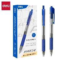 GOLYÓSTOLL DELI ARROW, 0,7 MM, NYOMÓGOMBOS, GUMÍROZOTT FOGÓRÉSZ, KÉK ÍRÁS