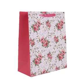 AJÁNDÉKTASAK, 31X42CM, RÓZSA-LEVELEK