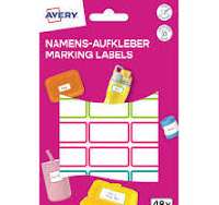ÖNTAPADÓS CÍMKE AVERY, ISKOLAI, 31X15 MM, 48DB/2 ÍV, VÍZÁLLÓ