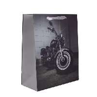 AJÁNDÉKTASAK, ITALOS, 12X36CM, FEKETE MOTOR