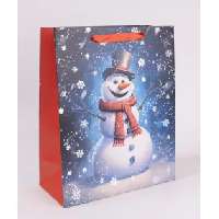 AJÁNDÉKTASAK, KARÁCSONYI, 26X32CM, MOSOLYGÓS HÓEMBER