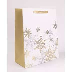 AJÁNDÉKTASAK, KARÁCSONYI, 18X23CM, HÓKRISTÁLYOK