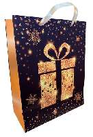 AJÁNDÉKTASAK, KARÁCSONYI, 18X23CM, FEKETE ARANY