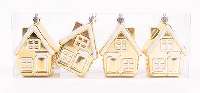 KARÁCSONYFA DÍSZ, HÁZ, 5X7 CM, 4DB/CSOM, ARANY