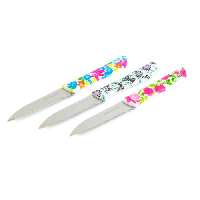 KÉS KÉSZLET, KONYHAI, 16 CM  3 DB-OS, VIRÁG MINTÁS