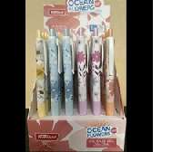 GOLYÓSTOLL TENFON, OLAJ BÁZISÚ, PASZTELL VIRÁGOK, KÉK ÍRÁS