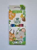 SZÍNES CERUZA 12 DB-OS, HATSZÖGLETŰ, ÁLLATMINTÁS