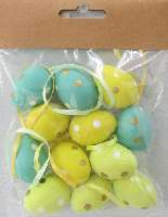 DEKOR MŰANYAG TOJÁS, 3X4 CM, 12DB/CSOM, SÁRGA PÖTTYÖS