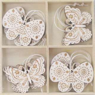 DEKOR FA LEPKE, AKASZTHATÓ, 5,5 CM, 8 DB/CSOM, NATUR/FEHÉR