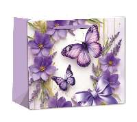 AJÁNDÉKTASAK, 14X11CM, LILA LEPKE/VIRÁG