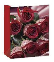 AJÁNDÉKTASAK, 11X14CM, VÖRÖS RÓZSACSOKOR