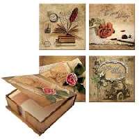 JEGYZETTÖMB, MINTÁS DOBOZBAN, 9,5X9,5 CM 150 LAP, RETRO