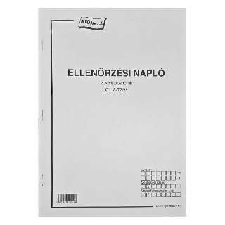 C.18-72/V ELLENŐRZÉSI NAPLÓ, 20X3 PÉLDÁNYOS, A/4