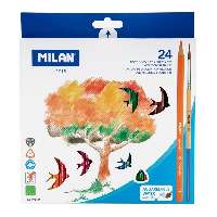 SZÍNES CERUZA MILAN 24 DB-OS+ECSET AQVA