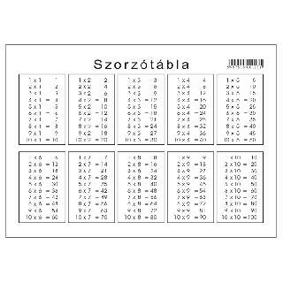 SZORZÓTÁBLA NYOMELL, A/5